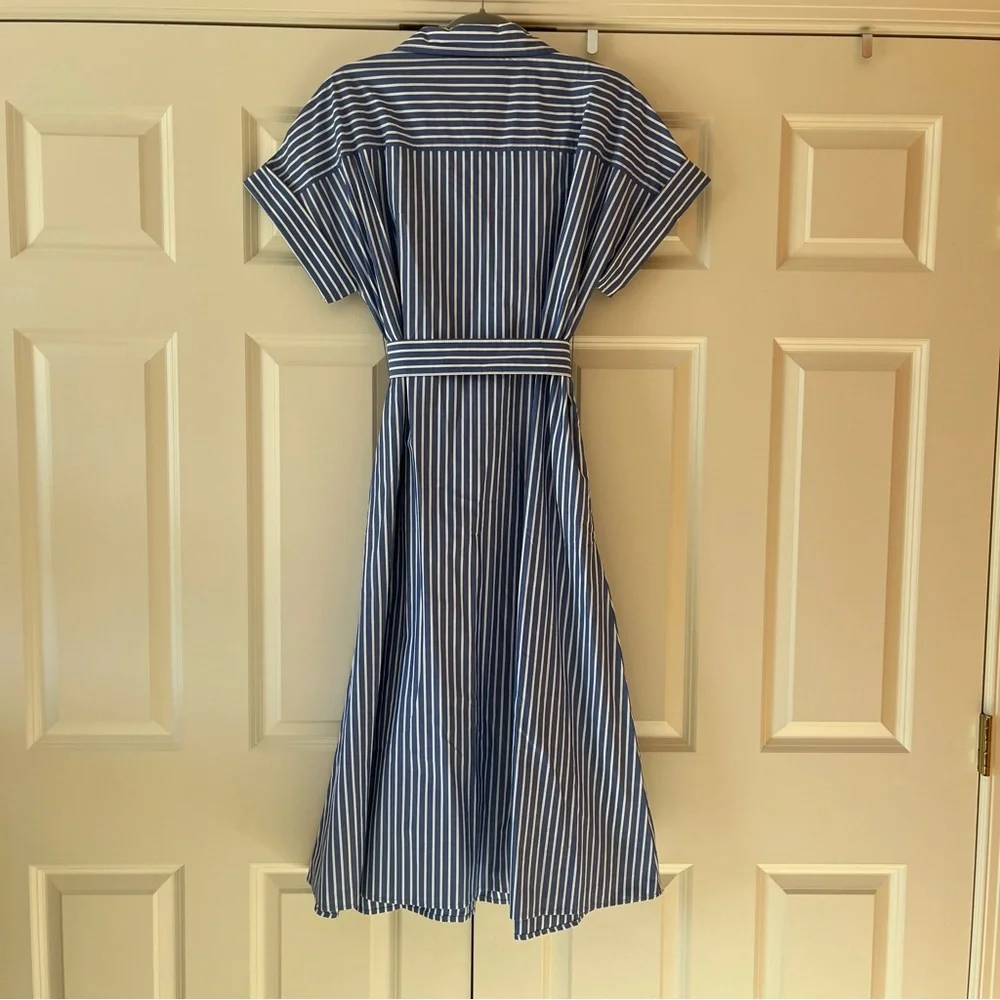 NWT Banana Republic Striped Blue Shirt Dress with Tie Waist - Picture 2 of 4